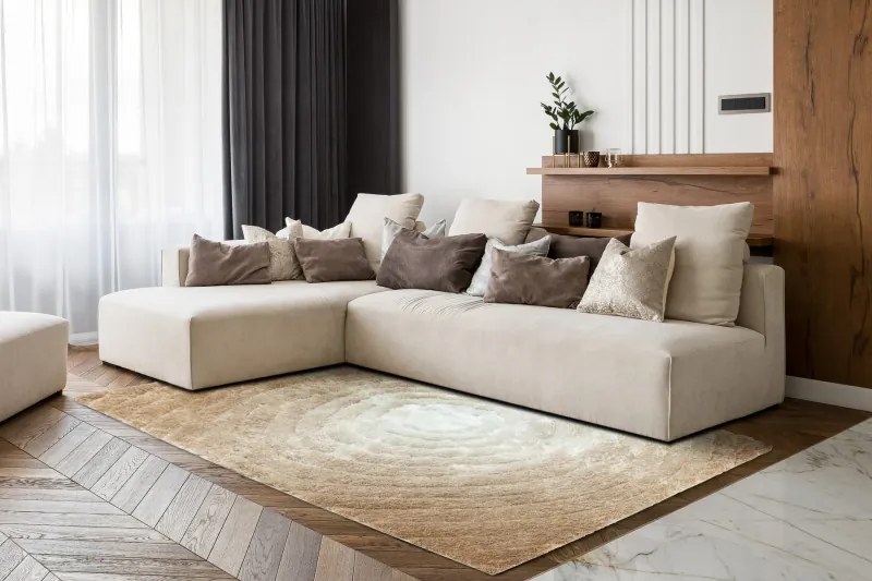 Dywany Łuszczów, Kusový koberec Flim 008-B1 Circles beige, 120x160, béžová, obývacia izba