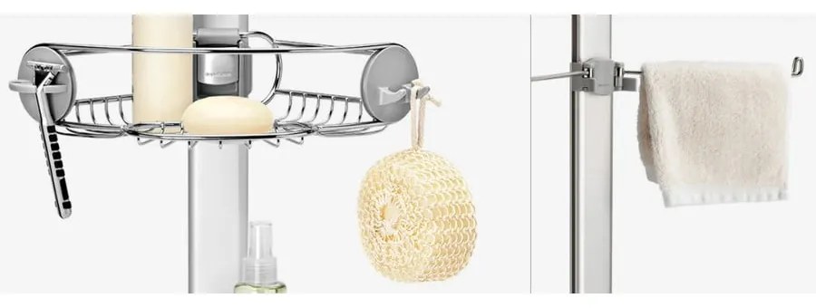 Sivá teleskopická kovová kúpeľňová polička - simplehuman