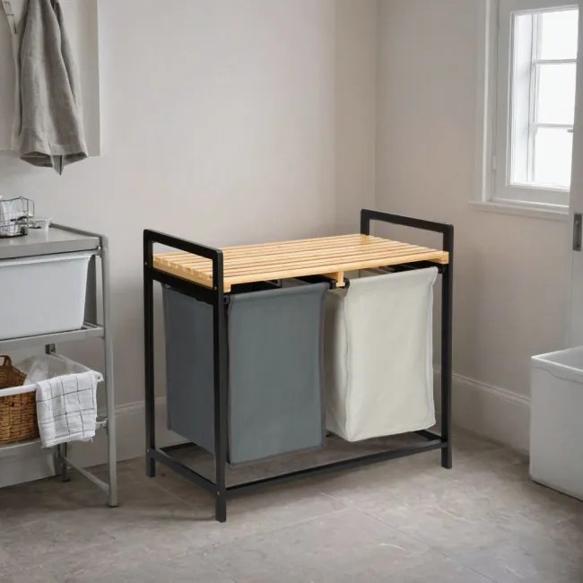 Kôš na bielizeň HANOI čierny DUO COLOR 80 l