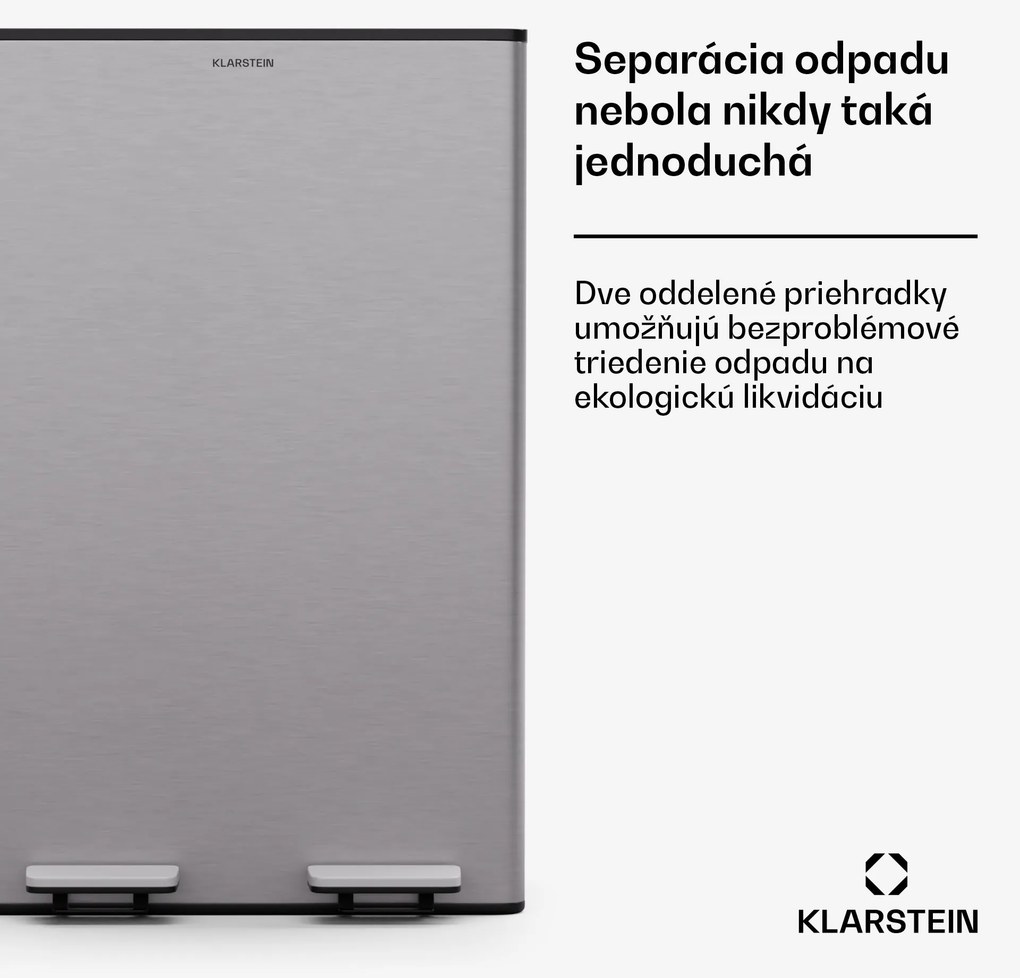 Klarstein EcoVista, odpadkový kôš s kompostérom, 60 l + 3 l/kôš + kompostér, Soft-Close