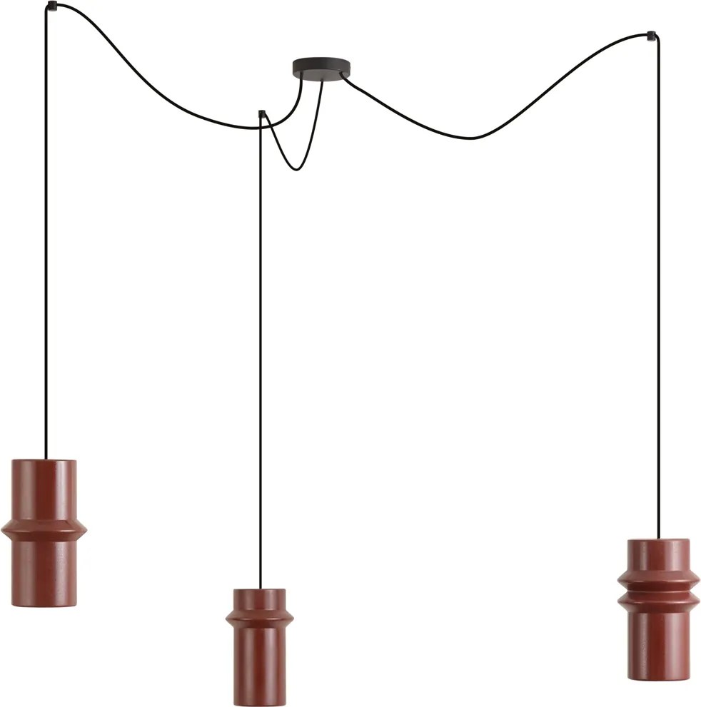 Retro závesná lampa červená s čiernou 3-svetlá - Monti