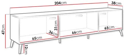 TV skrinka/stolík Rostasi 3D (biela + biela lesklá + zlatá). Vlastná spoľahlivá doprava až k Vám domov. 1122926