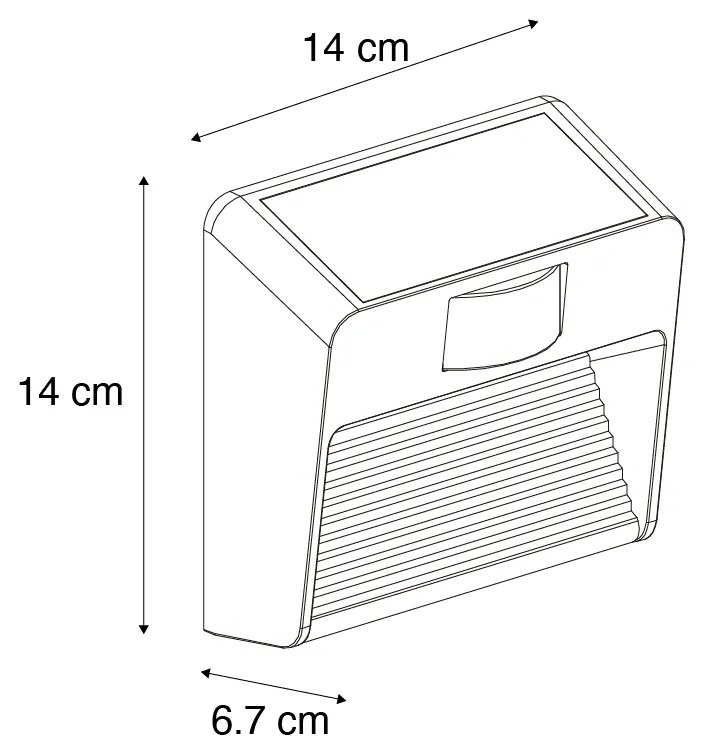 Nástenné svietidlo čierne vrátane LED IP54 s pohybovým senzorom solárne - Border