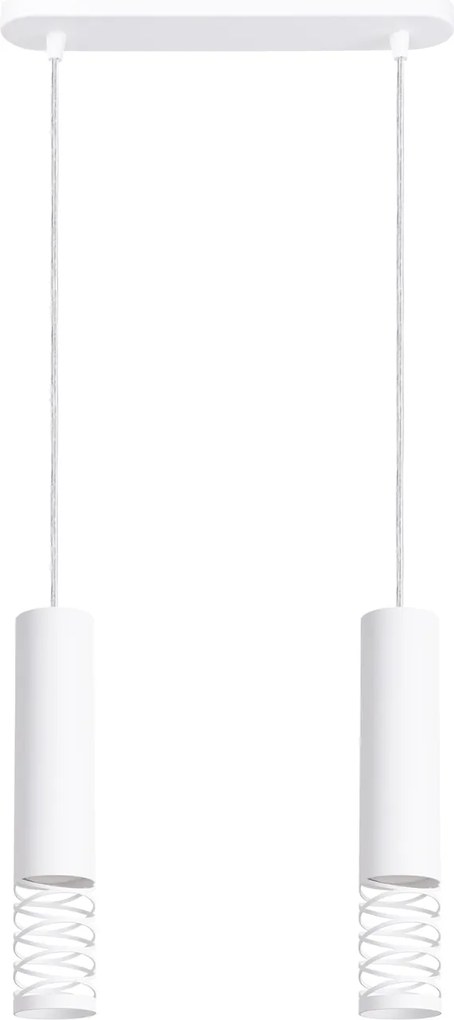 Závesné svietidlo Lami, 2x biele kovové tienidlo