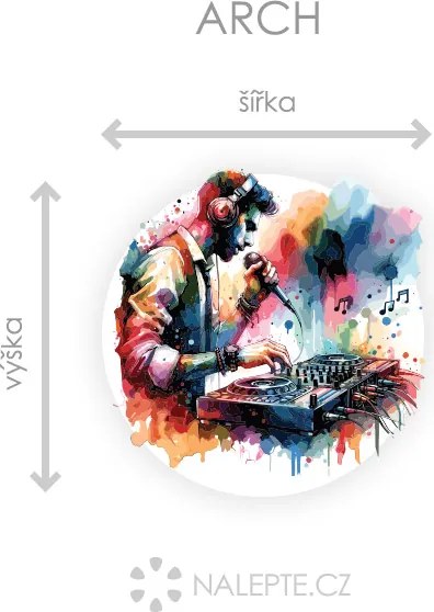 Mixujúce DJ textilní prelepiteľná nálepka na stenu list 75 x 75 cm