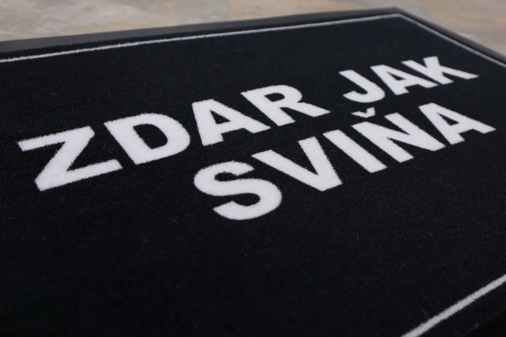 Mercury Flooring, Rohožka Zdar jak sviňa 40x60 cm – na von aj na doma, 40x60, čierna