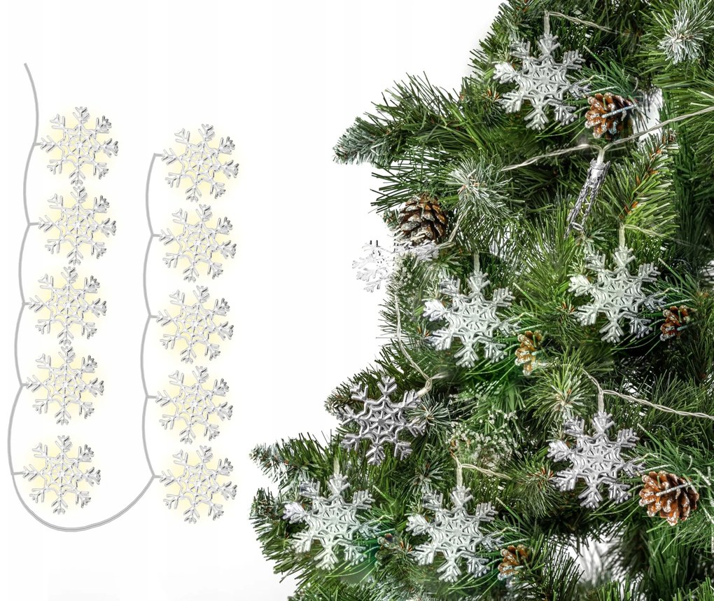 Vianočná LED svetelná reťaz so snehovými vločkami SLUMI