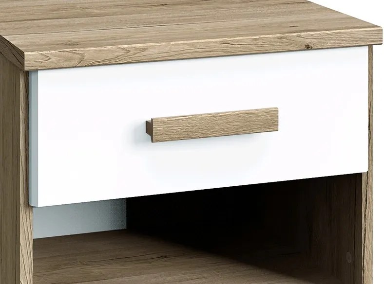 Nočný stolík Cariba, dub san remo/biely