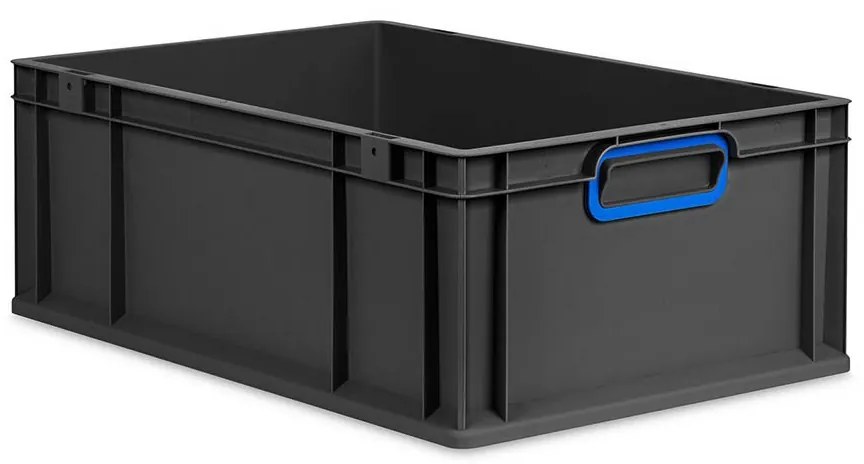 Sada 4 kusov - Eurobox Next Gen 2.0 Cycle - Stohovateľný kontajner s uzavretými rukoväťami - Modrý - 600 x 400 x 220 mm - Antracit