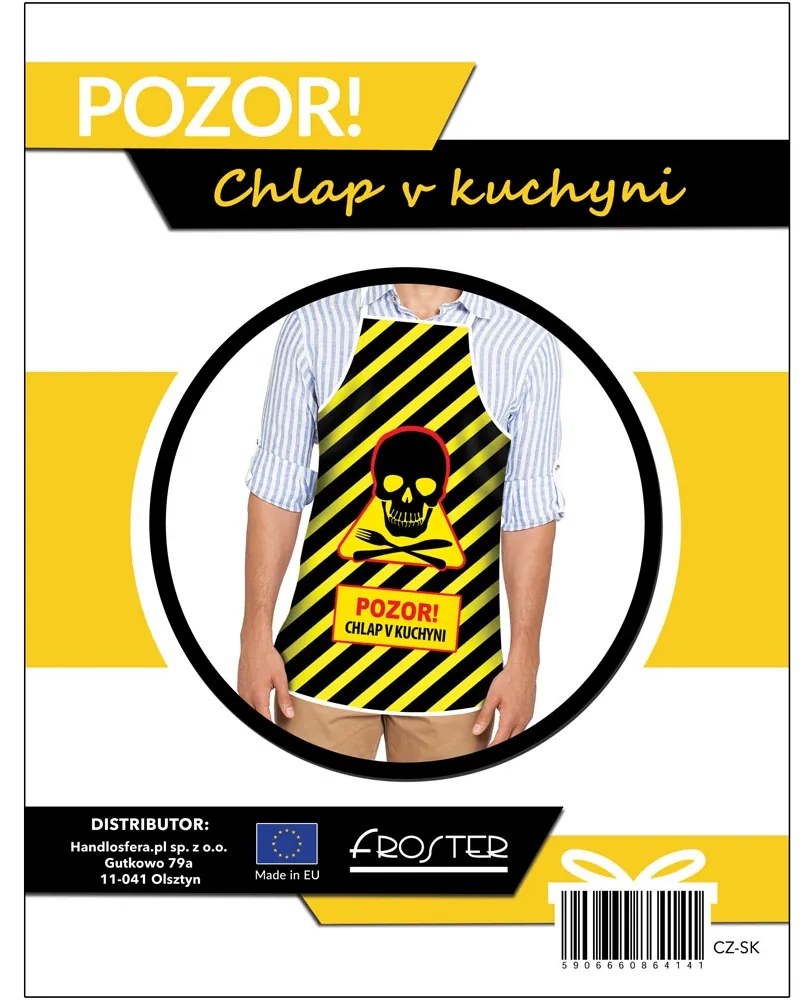 DAALO Kuchynská zástera - POZOR! Chlap v kuchyni - CZ, 01832