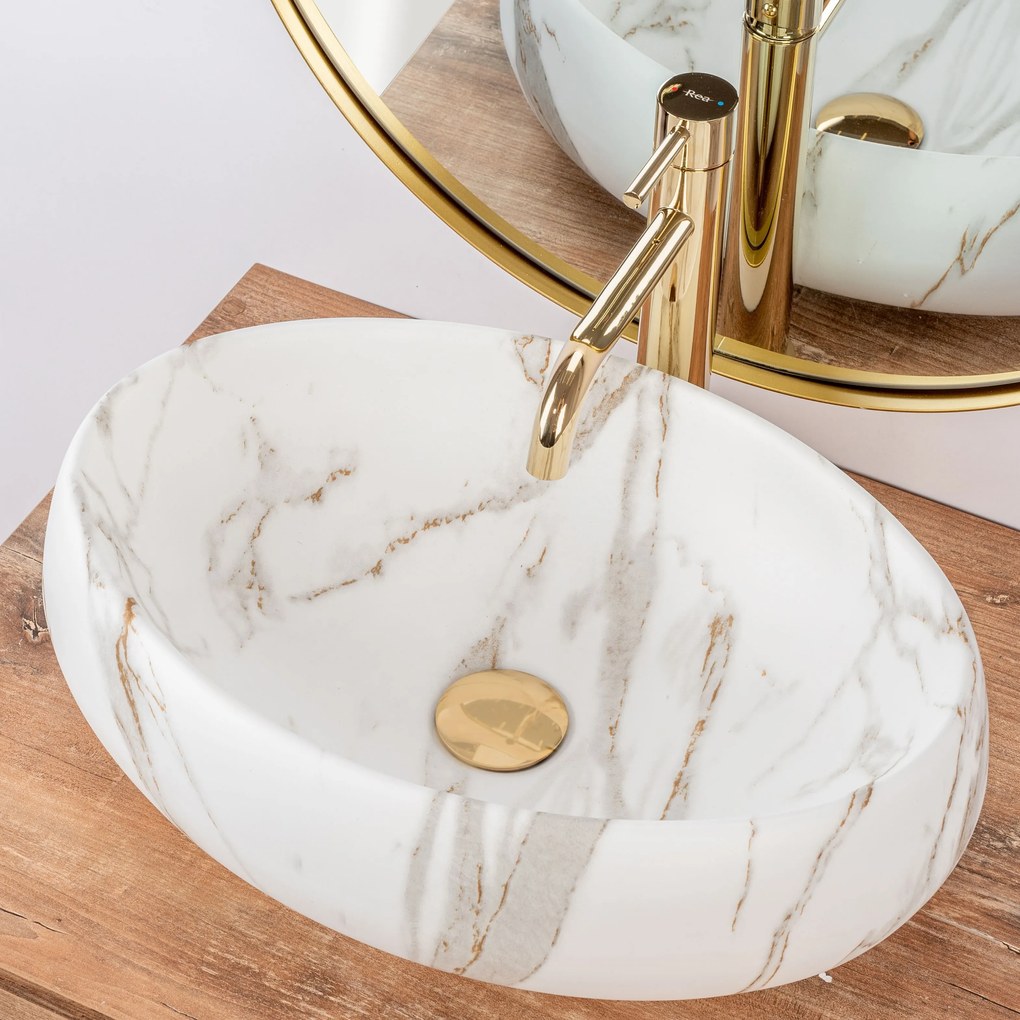 Rea Linda Lava umývadlo, 49 x 34 cm, imitácia kameňa-lava matná, REA-U8568