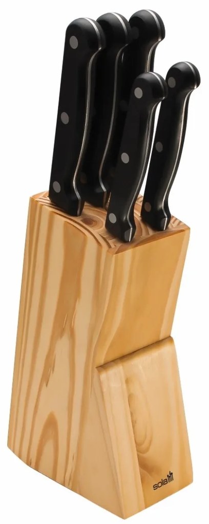 Súprava nožov SOLA KNIFE v drevenom bloku, 6 ks