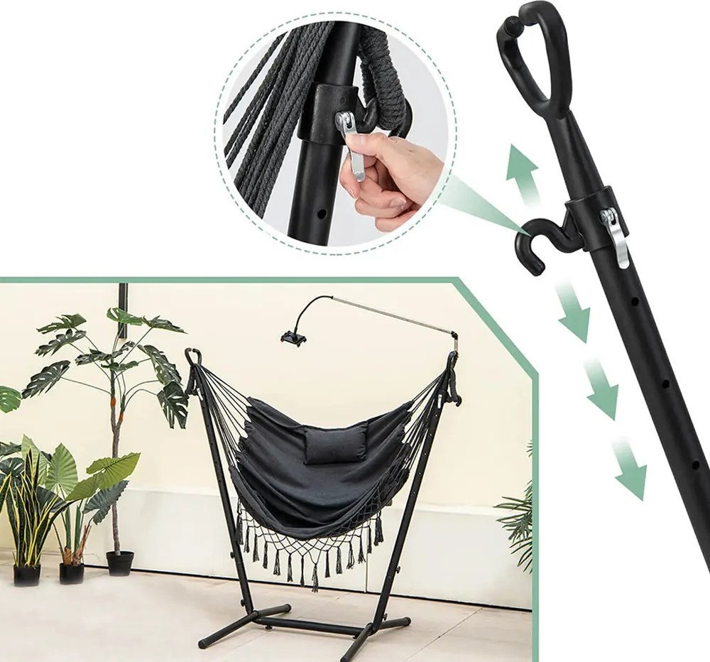 Nastaviteľná výška závesné kreslo s držiakom na telefón