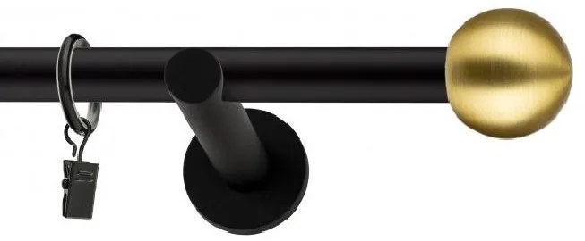 Dekorstudio Garniža jednoradová Guľa zlatá MIX čierna-matná 19mm Dĺžka: 140cm, Typ príslušenstva: Krúžky tiché so štipcami