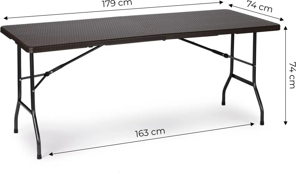 Cateringový stôl 180 cm skladací hnedý