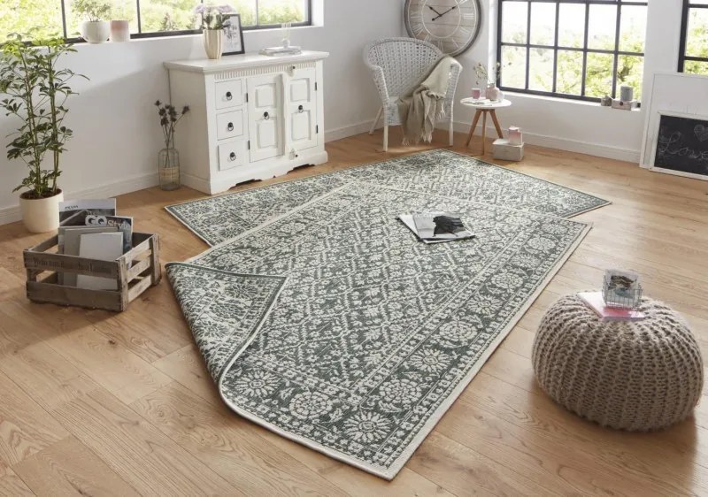 NORTHRUGS - Hanse Home koberce Kusový koberec Twin-Wendeteppiche 103115 grün creme – na von aj na doma - 80x150 cm