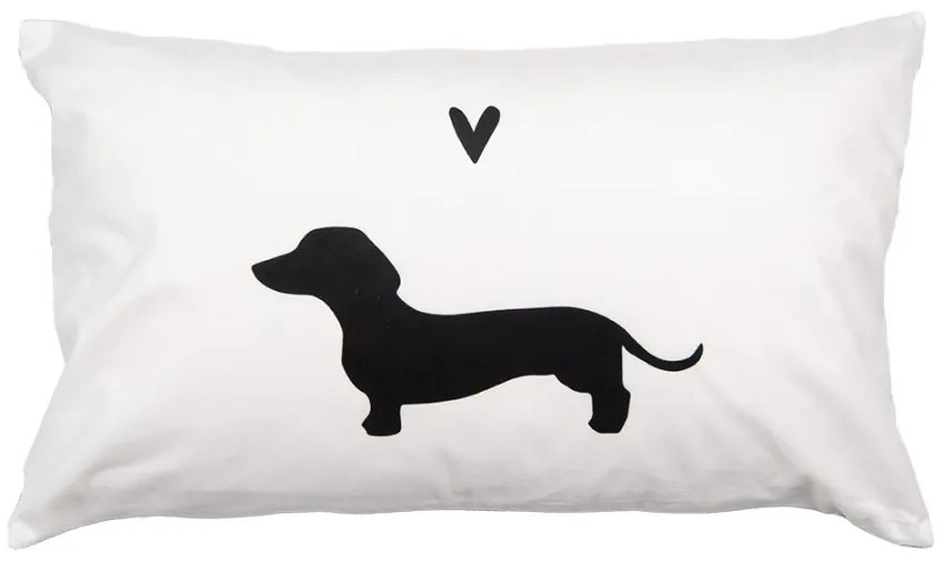 Biela obliečka na vankúš s jazvečíkom a srdiečkom Dog&Cat - 30*50 cm