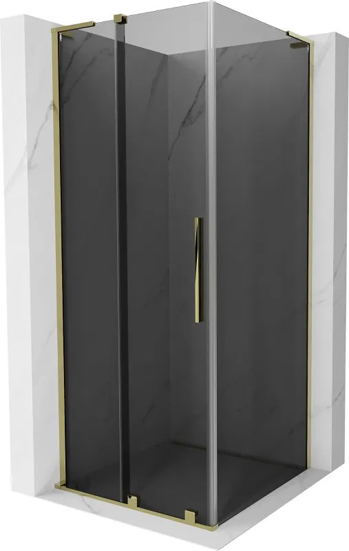 Mexen Velar L, sprchový kút s posuvnými dverami 120 x 120 cm, 8mm šedé sklo, zlatá lesklá, 871-120-120-43-50
