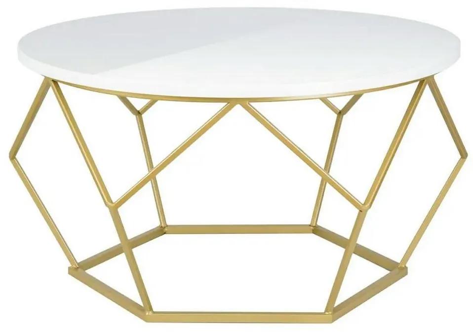 HowHomely Konferenčný stolík DIAMOND 40x70 cm mosadz/biela DD0050