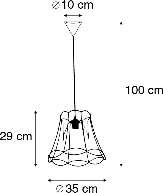 Retro závesné svietidlo čierne 35 cm - Granny Frame