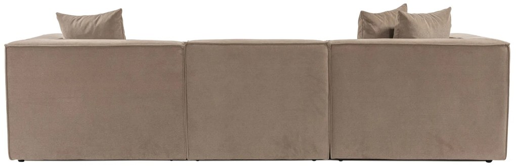 Trojmiestna pohovka Sora s rámom zo 100% hrabového dreva 325 x 102 cm, kapučínová