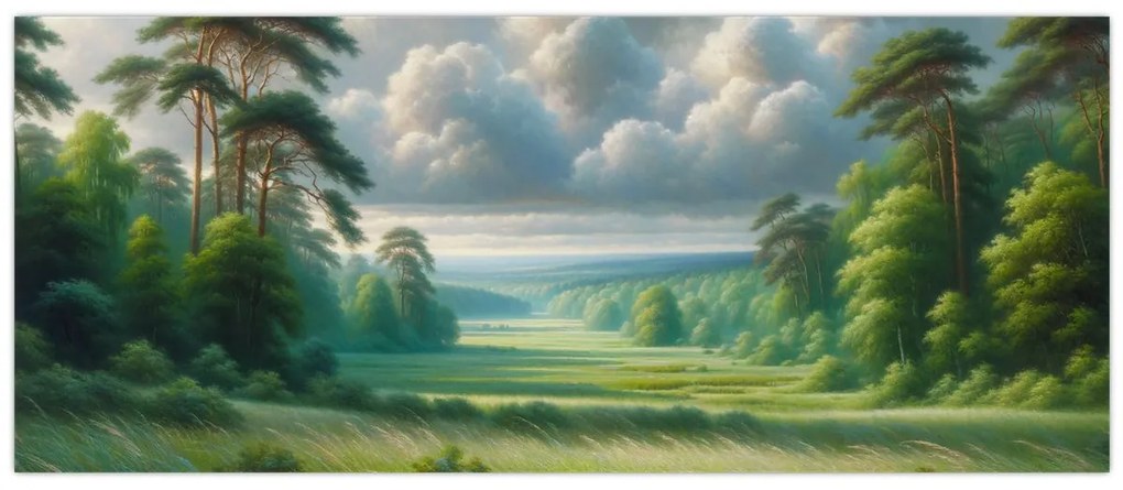 Obraz - Zelená krajina (120x50 cm)