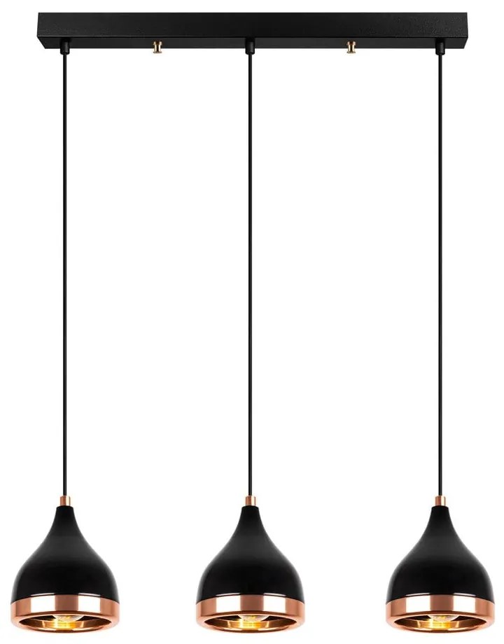 Závesné svietidlo v čierno-medenej farbe s kovovým tienidlom Yildo – Opviq lights