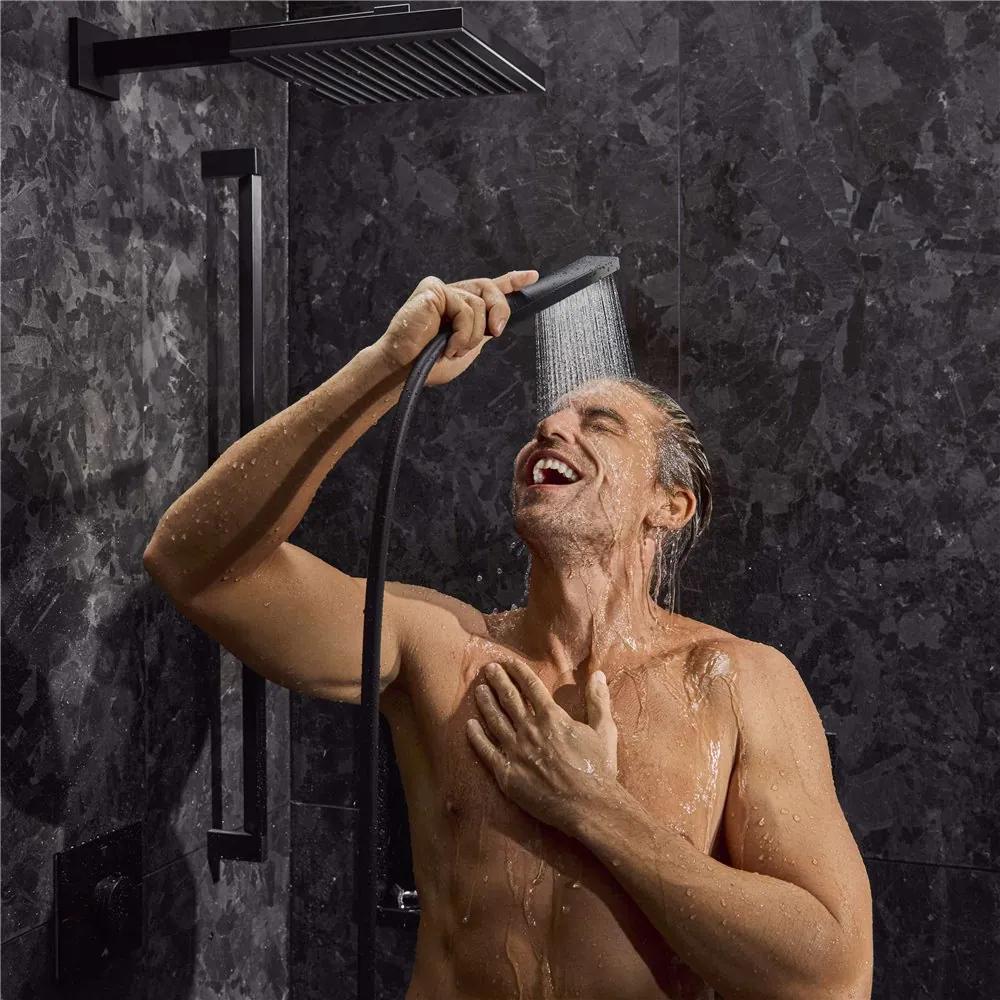 HANSGROHE Pulsify E sprchová súprava, tyčová ručná sprcha 1jet EcoSmart+, 90 cm sprchová tyč, jazdec a sprchová hadica 160 cm, matná čierna, 24381670