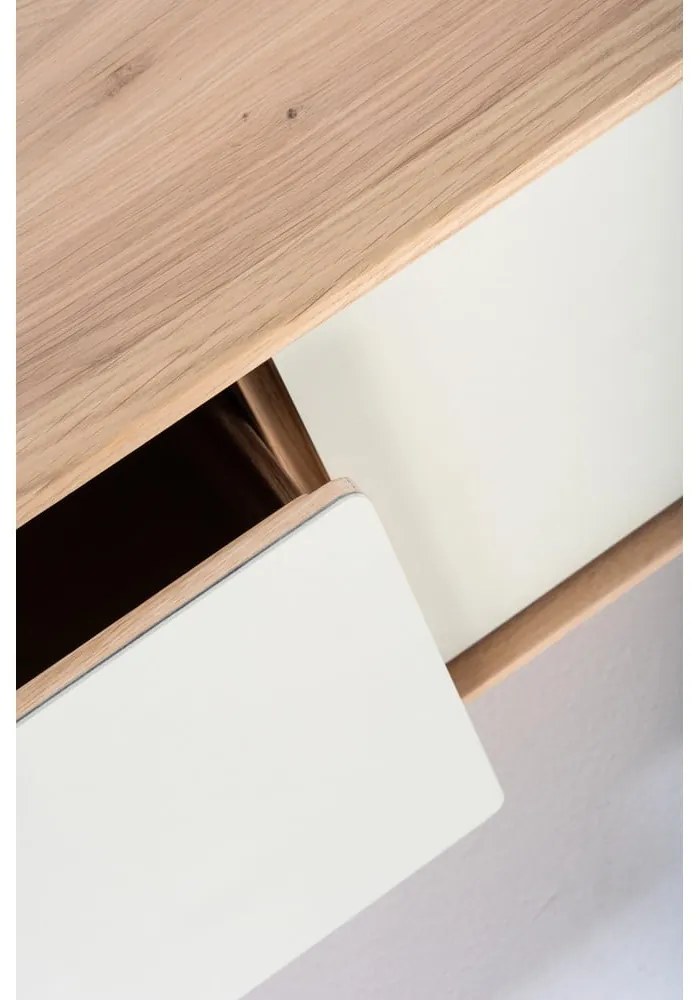 TV stolík z dubového dreva v bielo-prírodnej farbe 160x48 cm Fina – Gazzda