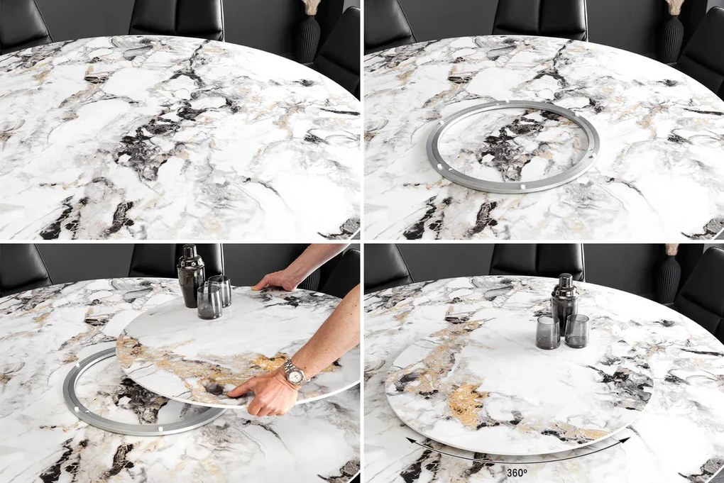 Jedálenský stôl SPIN 150 cm keramika mramorový dekor viacfarebný