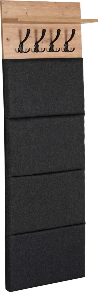 Vešiakový panel Purno (dub artisan + grafit) . Akcia -20%. Vlastná spoľahlivá doprava až k Vám domov. 1129282