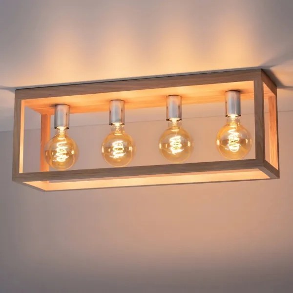 Spot-Light 9158474L - Stropné svietidlo KAGO 4xE27/60W/230V matný dub