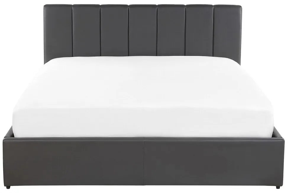 Posteľ z umelej kože s úložným priestorom 160 x 200 cm sivá DREUX Beliani