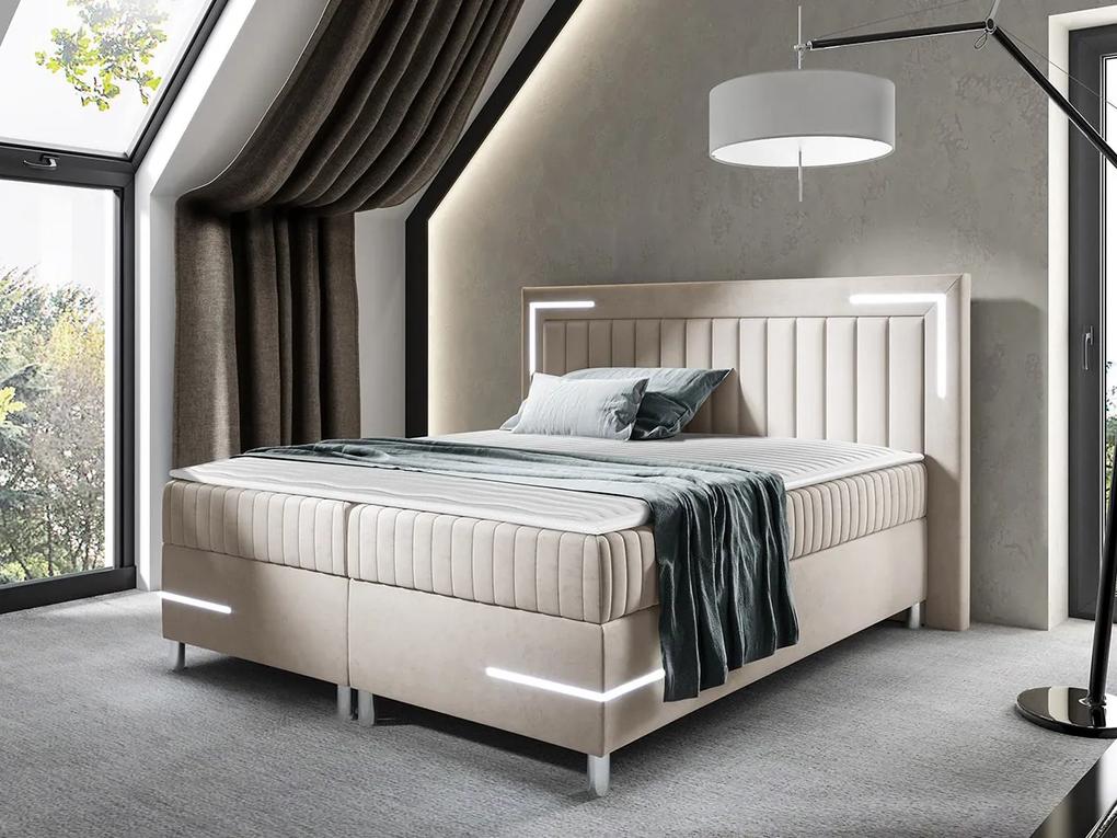 Kontinentálna posteľ Suhak 3 LED, Rozmer postele: 200x200, Dostupné poťahy: Fresh 01