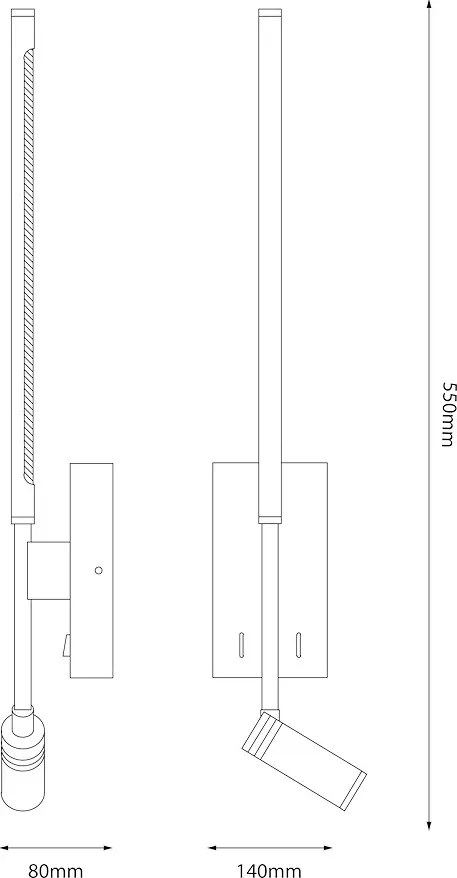 Nástenné svietidlo Torch, 1x čierne kovové tienidlo + 1x LED 3w, b