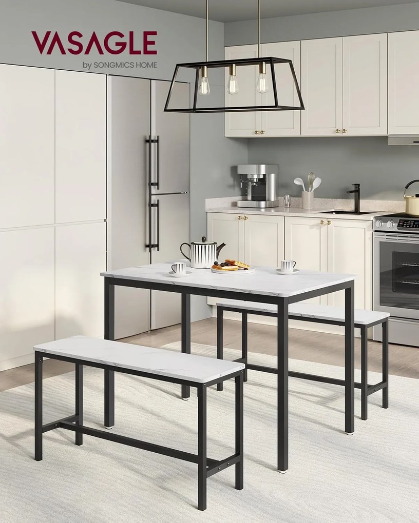 Jedálenský set Vasagle Viant mramorový/čierny