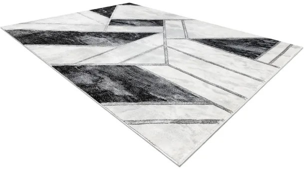 Koberec EMERALD exkluzívny 81953 glamour, styl marmur, geometrický čierny / strieborný