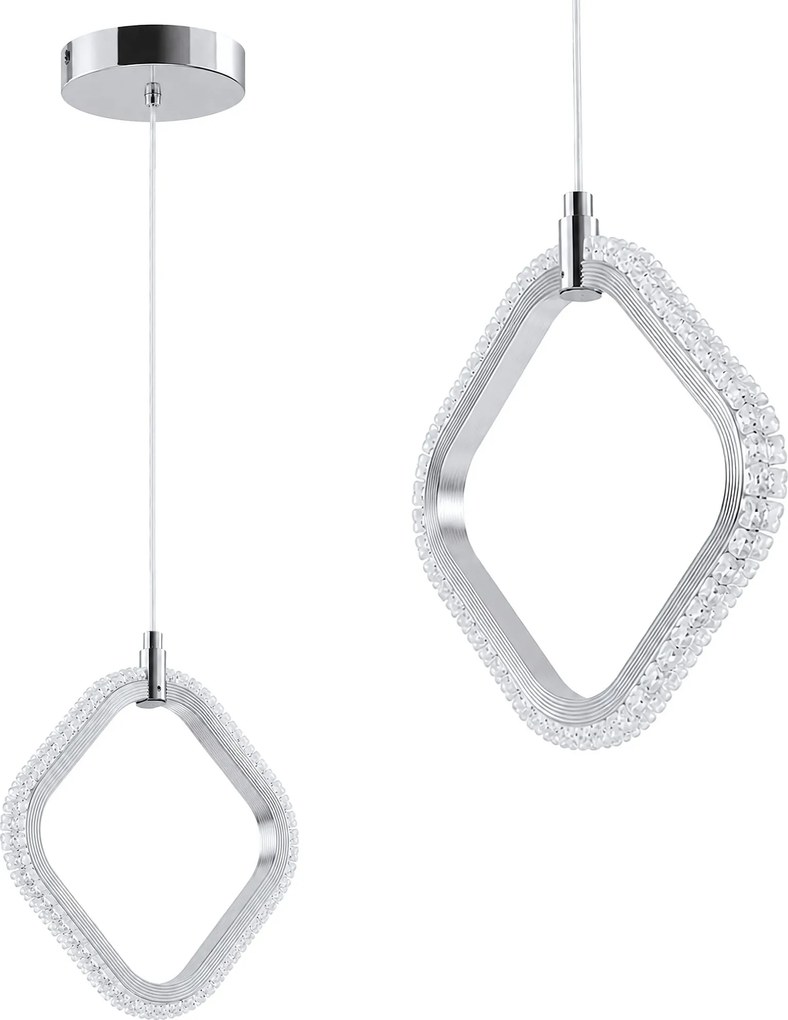 Toolight Toolight, LED závesné svietidlo, 10W, 3000K, 1500lm, LHJ127-1CP, chrómová, OSW-03282