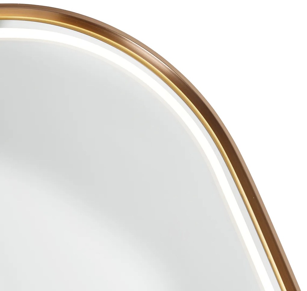 Zrkadlo do kúpeľne ružové zlato vrátane LED a dotykového stmievača - Geraldien