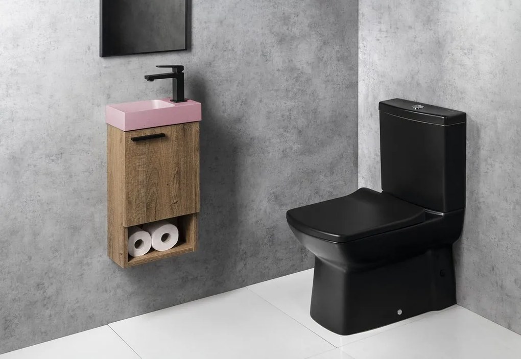 Sapho Sapho, PICCOLINO betónové umývadlo 30,8x17cm, batéria vpravo, ružová matná, PK30521