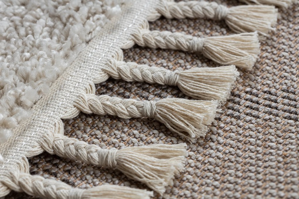 Koberec BERBER BENI krémový, strapce, Maroko Shaggy