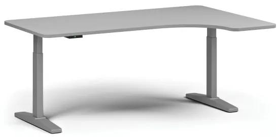 Výškovo nastaviteľný stôl, elektrický, 675-1325 mm, ľavý/pravý, doska 1800x1200 mm, sivá podnož, sivá