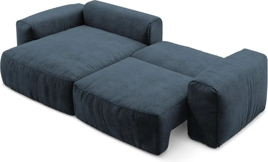 Tmavomodrá ženilková rozkladacia rohová pohovka (ľavý roh/s leňoškou) Kuki – Makamii