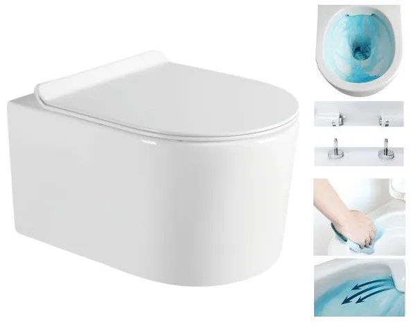 Mexen SOFIA Rimless závesná wc misa so sedátkom s pomalým zatváraním, 49 x 37 cm, biela, 30544000