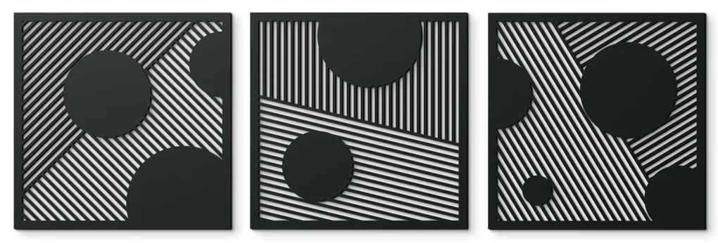 drevko Abstraktný obraz na stenu Bubliny Rozmer obrazu: 37,5 x 120 cm, Farba dekorácie: Čierna