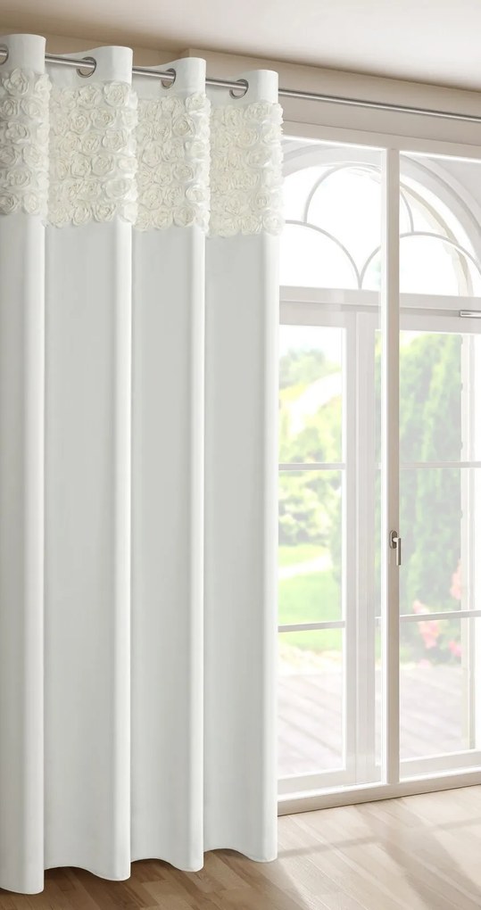 ZATEMŇOVACÍ ZÁVES NA KRÚŽKOCH EVA MINGE ROSES13 140X250 CM KRÉMOVÁ