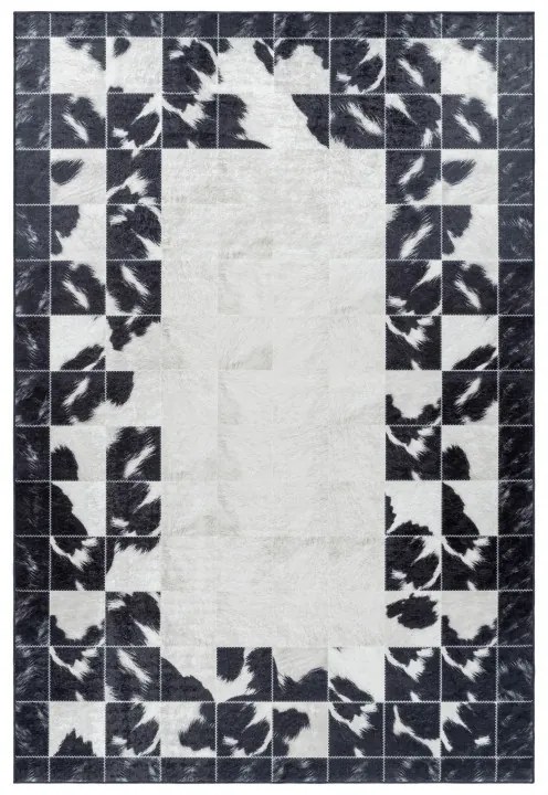 Ayyildiz, Kusový koberec Fiesta 4307 black, 160x230, čiernobiela, chodba / predsieň