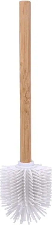 Erga Bambo, náhradná WC kefa so silikónovou hlavou a bambusovou rúčkou, 34 cm, biela / bambus, ERG-YKA-V.WCZ-BAMBO-WHT-SILKA