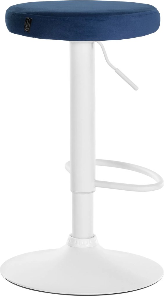 Barová stolička Ponte - zamat, biely rám - Modrá