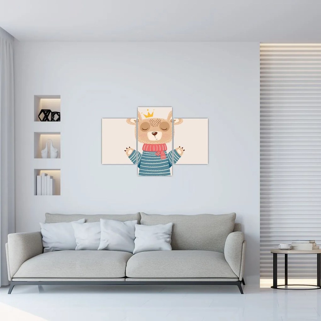 Obraz - Béžový medvedík s korunkou (90x60 cm)